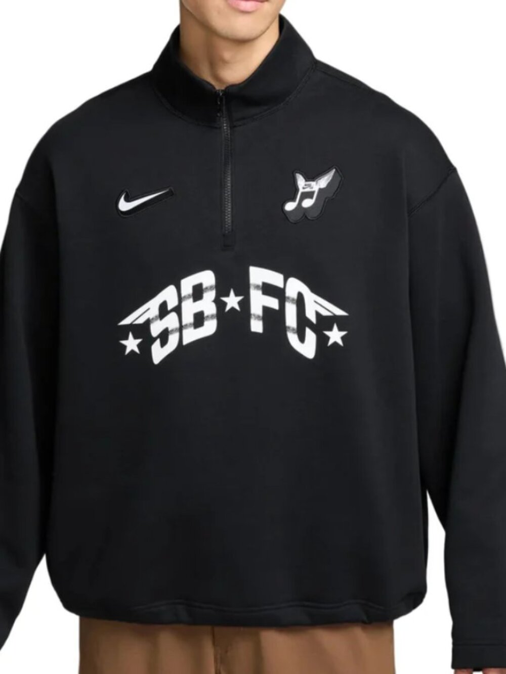 SOLD OUT SIZE Nike SB Skate 1/2-Zip Fleece Crew-Neck Sweatshirt - Black / White